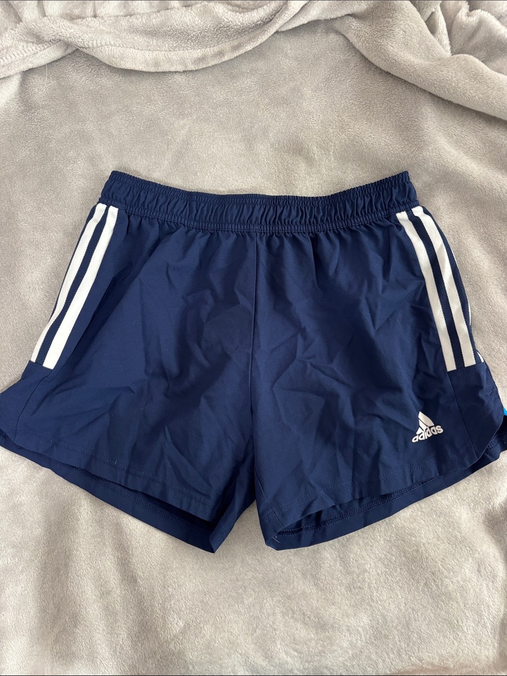 adidas Navy Athletic Shorts with White Side Stripes